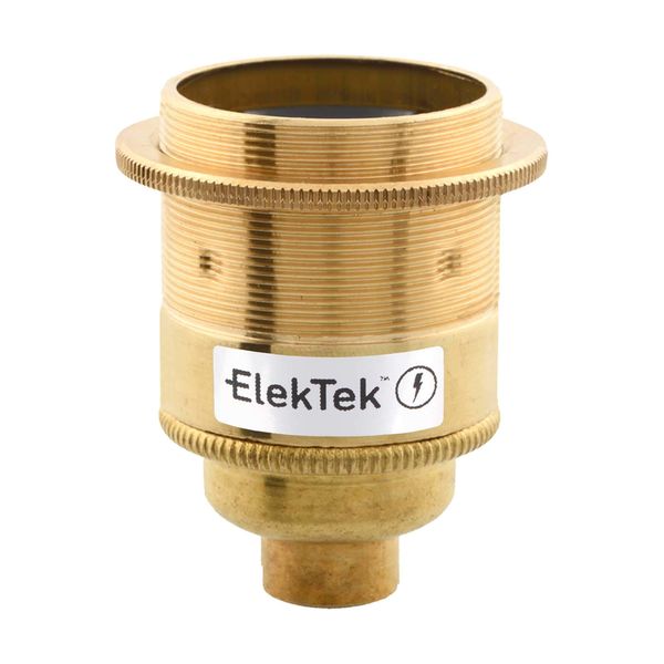 ElekTek ES E27 Lamp Bulb Holder with Shade Ring 1/2 Inch Entry Brass Ideal for Vintage Filament Bulbs
