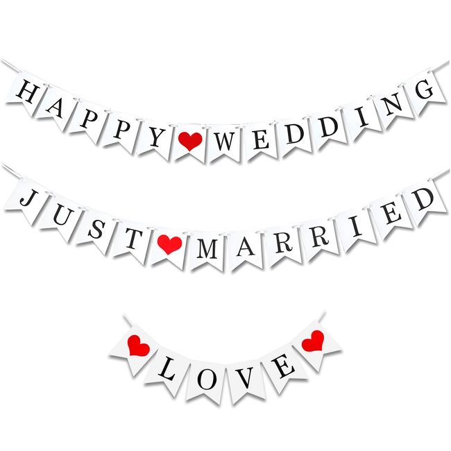 HUAZONTOM Garland, Wedding, Welcome Space, Decoration, Happy Wedding/Just Married Garland, Front Shot Items, Photo Props, Letter Banner, Happy Wedding, Wedding, Decoration, Accessory