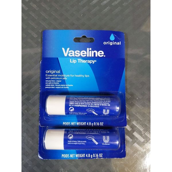 2 Pk VASELINE Lip Stick  Balm Therapy ORIGINAL w/ Petroleum Jelly Exp 01/26 #L12