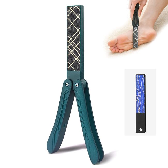 Pumice Foot File, Heel Exfoliating Nail File - Eiffel Tower Style Foldable 180° Anti-wrestling Durable and Unbreakable Double Sided File Exfoliating Foot File, Green