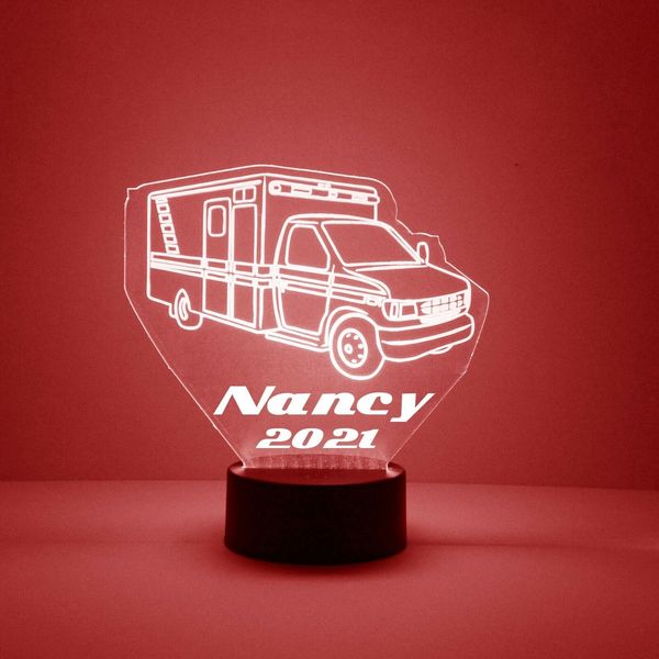 Ambulance Lamp Night Light Table Lamp Free Personalize LED With Remote Engrave
