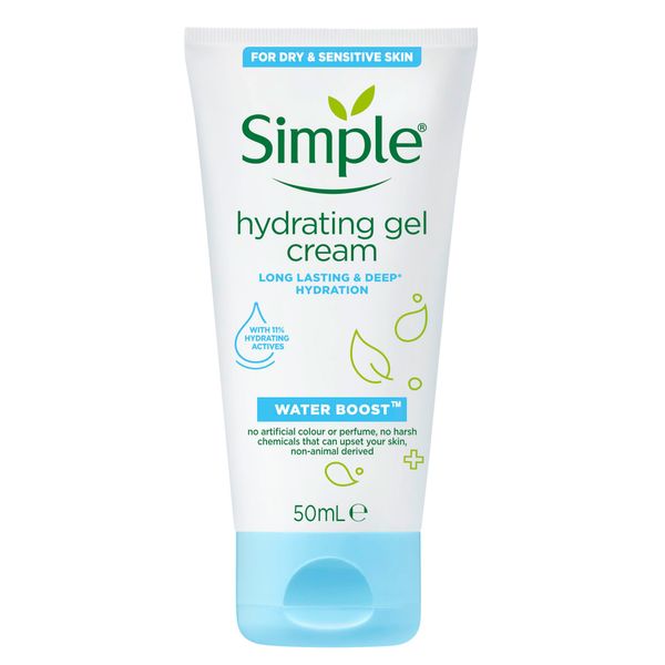 Simple Water Boost Hydrating Gel Cream dermatologically tested moisturiser for dry skin 50 ml