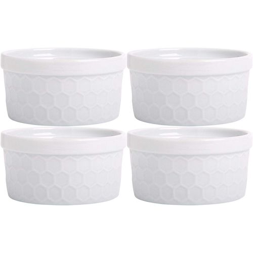 Home Essentials 15308 Fiddle and Fern Honeycomb Ramekins, Set of 4, 4 Ounce