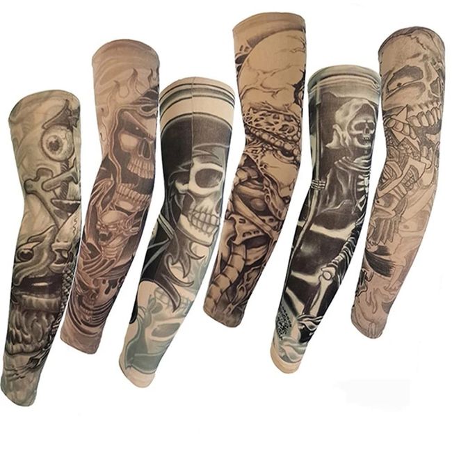 MaoNativey 6 Pcs Arm Fake Tattoo Sleeves Cover, Fake Temporary Tattoo For Unisex Party Arm Sleeve Wearable for Boy Girls Rock Star Day Halloween Fancy Dress Party