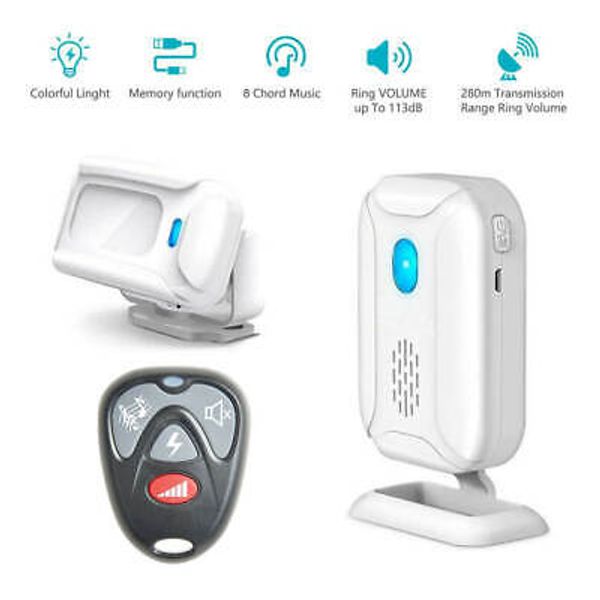 Wireless Infrared Motion Sensor Detector Welcome Chime Security Alarm w/ Remote