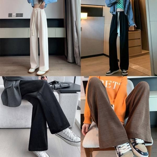 2023 Winter New Arrival Women&#39;s Corduroy Fleece Wide Pants Pajamas Homewear Golji Pants