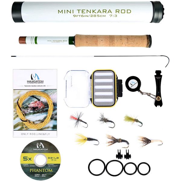 M MAXIMUMCATCH Maxcatch Tenkara Rod Stream Fly Fishing Rod Telescopic Carbon Tube Size (10/11/12/13ft) (Easy Tenkara Fishing Set (Mini Tenkara), 12ft)