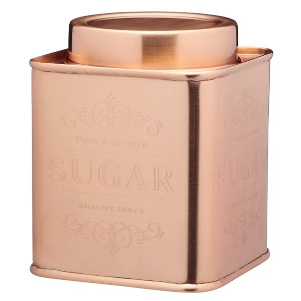 Kitchen Craft Le'Xpress Square Airtight Sugar Storage Tin, Copper Finish, 10 x 10 x 12 cm