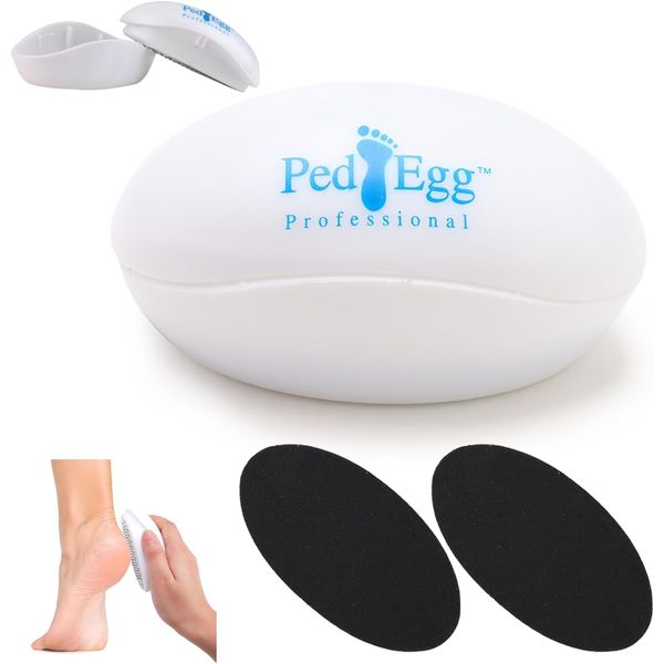 Portable Egg-Shaped Manual Foot Grinder, Durable Callus Remover for Soft and Smooth Feet, Ideal for Home Spa and Salon, White