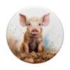 Watercolor Pig In Mud PopSockets Swappable PopGrip