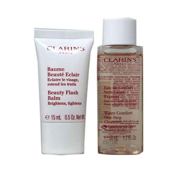 CLARINS WATER COMFORT ONE-STEP FACIAL CLEANSER 50ML & BEAUTY FLASH BALM 15ML UNB
