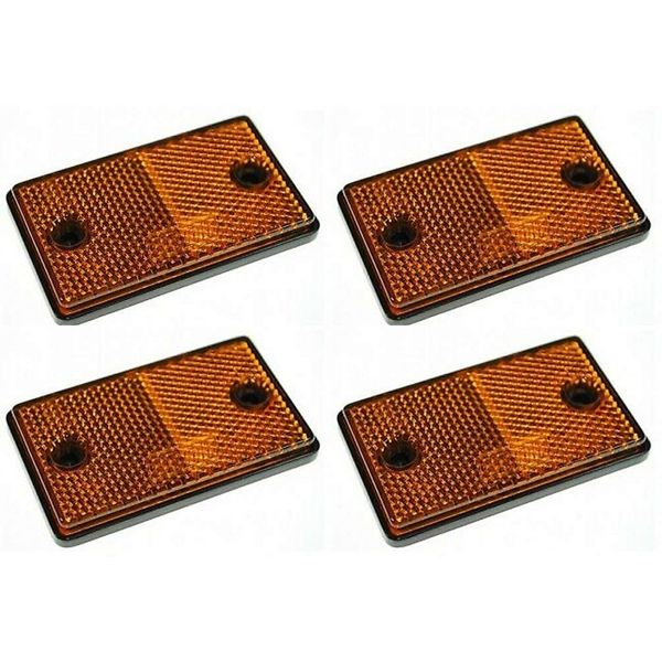 4 x Orange Amber Side Reflectors for Trailers, Trucks, Caravans, Maypole, Square