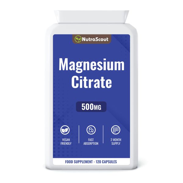 Magnesium Citrate 500mg Capsules | High Strength, Fast Absorbing Magnesium for Restless Legs, Sleep Support & Cramp Relief | Lab Tested, UK Made Supplement, Vegan, Not Tablets | 4 Month Supply