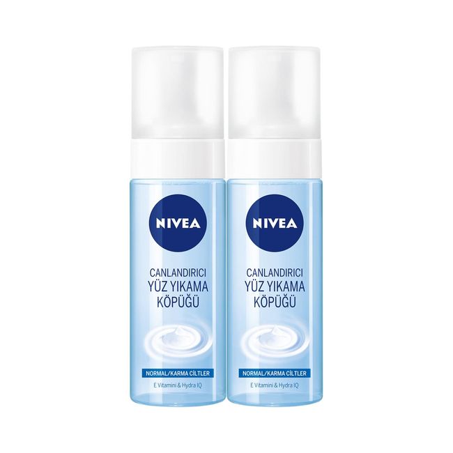 Nivea Yüz Yıkama Köpüğü Canlandırıcı Normal ciltler, Derinlemesine Yüz temizleme,Lotus Çiçeği, E vitamini, 150mlx2