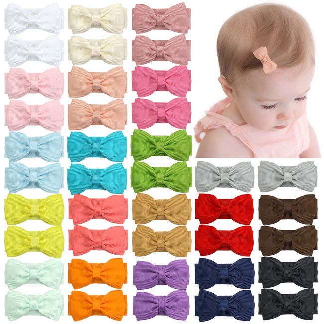 Baby Mädchen Snap Haarspangen Tiny Bow Rutschfeste Haarspangen für Kleinkinder Feines Haar Mini Bow (40pcs)