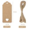 Koogel 120 Pcs Gift Paper Tags, Luggage Tags Labels Brown Heart Gift Tags with String for Gifts Arts Crafts Wedding Holiday