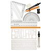 JMS® Mathematical Instruments, Drawing Set with Compass (Compass, Leads, Protractor Ruler, rulers).