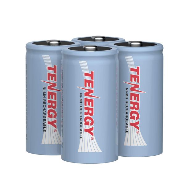 Tenergy C Size Battery 1.2V 5000mAh High Capacity NiMH Rechargeable Battery for LED Flashlights Kids Toy and More, 4 Pack