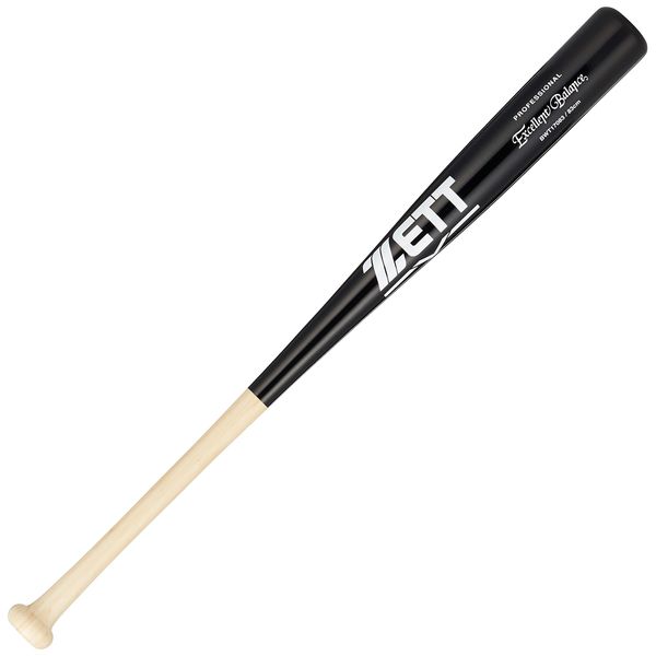 Zett BWT17083 Hard Baseball Bat, Excellent Balance, Wooden (Gochiku), 32.7 inches (83 cm), 31.7 oz (900 g), Average Natural/Black (1219)