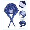 24 Pieces Adjustable Working Caps with Buttons Sweatband for Women Men, Nursing Scrub Caps Hats Head Cover Gourd Shaped Tie Back Hats for Doctor Nurse Beauty Salon Caps, Cotton Headwear Printed