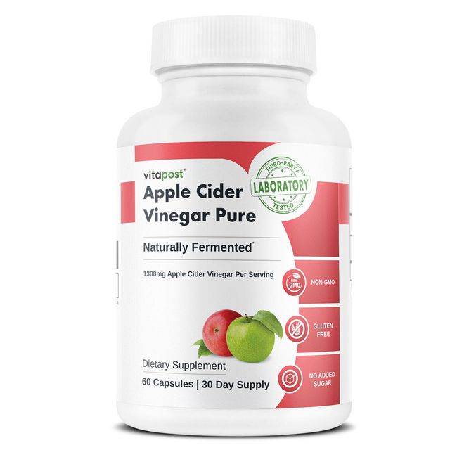 Apple Cider Vinegar Pure | Naturally Fermented Supplement, VitaPost, 60 Capsules