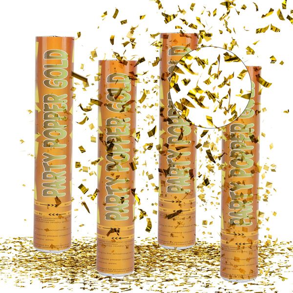 Confetti Cannon Gold, Fewlew 4pcs Party Poppers Gold, Confetti Cannons Wedding, Confetti Cannon Birthday, Party Poppers Confetti, Handheld Confetti Tube, Confetti Bomb, Party Confetti Cannon