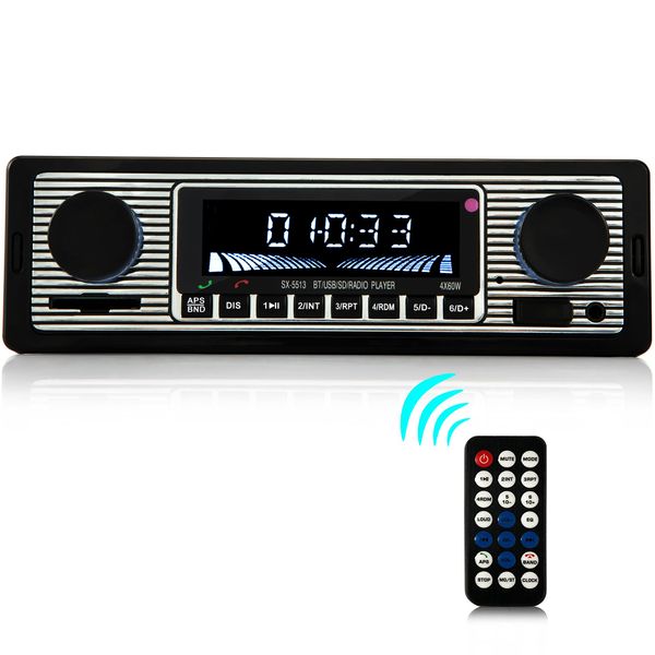 iFreGo Autoradio mit Bluetooth Freisprecheinrichtung, 1 DIN Bluetooth Radio Auto mit USB Anschluss/AUX/TF/MP3 Player,FM Autoradio Radio mit drahtloser Fernbedienung,Uhrzeit Anzeige,60WX4