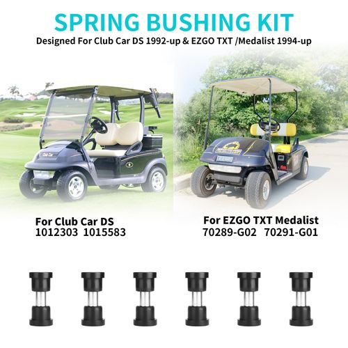 10L0L Golf Cart Rear Spring Bushing Kit for EZGO TXT & Medalist 1994-up, Club Car DS 1981-up, 12 Bushings 6 Metal Spacers