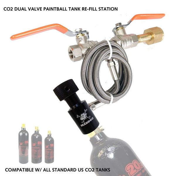 Maddog Paintball CO2 Fill Station, CO2 Dual Valve Bottle Refill Station for 12oz, 16oz, 20oz, CO2 Tanks