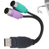 Ieron USB to PS2 Adapter, Dual PS2 Plug Active USB to PS2 Adapter Converter for Keyboard Mouse Bar Code Scanner, Plug and Play