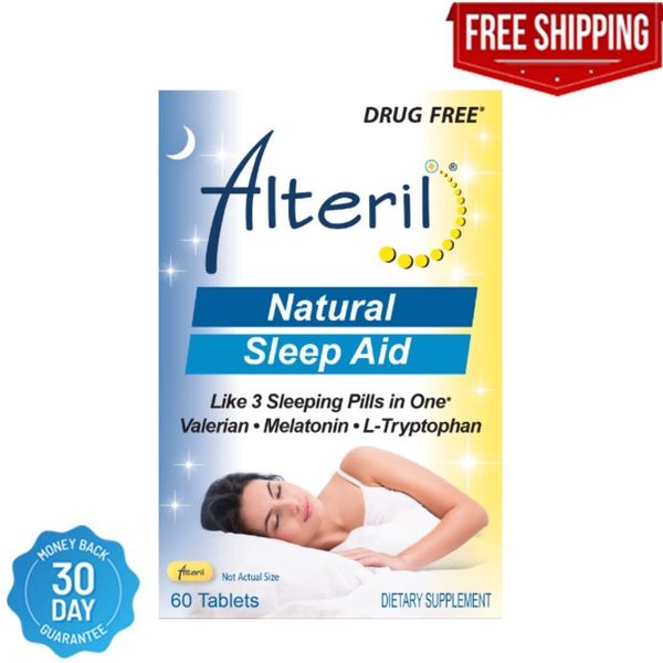 Alteril Natural Sleep Aid Valerian, Melatonin, & L-Tryptophan Tablets, 60 Ct