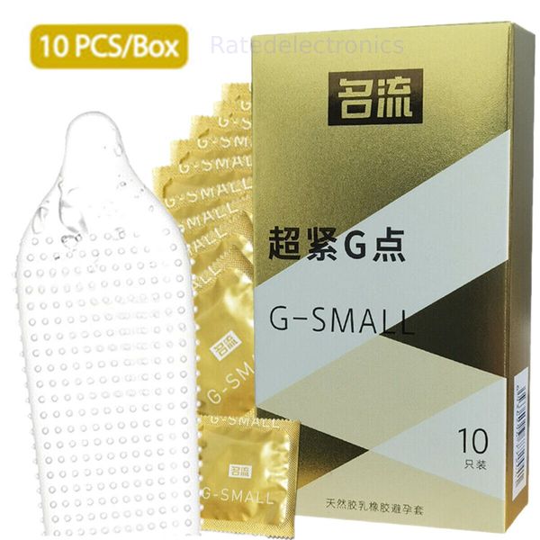 10PCS Small Size Ultra Thin Sensitive Latex Condom Men Tight Condoms 45mm Spikes