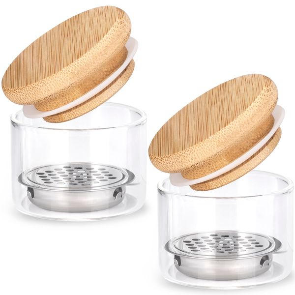 HINZIC 2PCS Nail Brushes Washing Cup Cleaner Mesh Acrylic liquid Powder Removal Dappen Dish with Lid Portable Nail Art Brush Washer Tool for Glitter Sequins