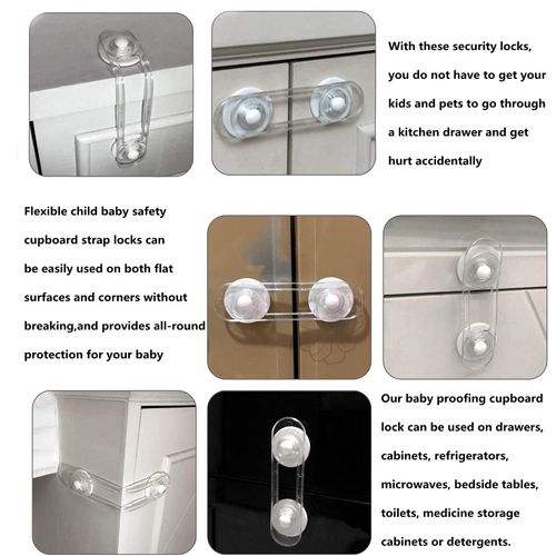 5 Pieces Baby Safety Locks,Easy Installation, No Tools No Drilling,Mini Multifunction Latch Child Safety Latches for Kitchen Cabinets, Drawers, Ovens, Refrigerators (2 Sizes)