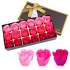 JIALEEY Floral Scented Bath Soap Set Rose Flower Petals, Plant Essential Oil Guest Soap Shaped Best Gifts Ideas for Her Women Teens Girls Mom Birthdays, 18 PCS Pink