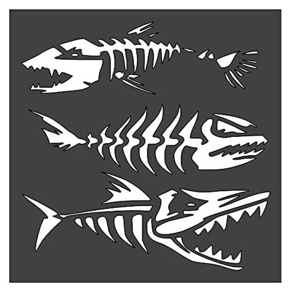 Skeleton Fish Stencil 5.5x5.5 inch Arts and Crafts Material Scrapbooking for Airbrush Painting Drawing and More Reusable Stencil STENCILAIR