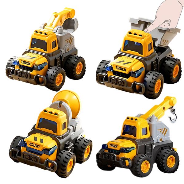 CARLORBO Construction Truck Toy Cars for Toddlers 1-3 - ABS Press-N-Go Toy Trucks for Boys Girls Ages 3-5, Excavator Dump Crane Mixer Cars for Construction Sand Box (Monster Trucks)