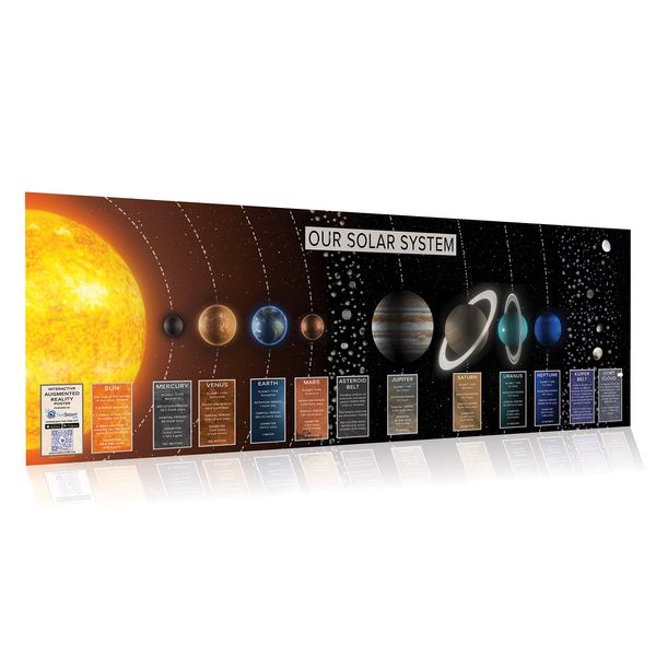 FarSight XR | Our Solar System: an Augmented Reality Poster (39" x 13") | Interactive STEM Education | Science Learning Resource | Virtual 3D Planet Models