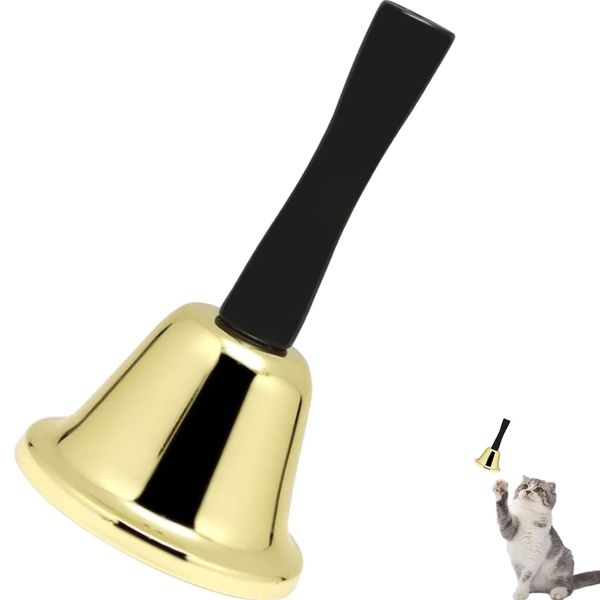 Christmas Bell Service Bell Hand Bells Metal Hand Cranked Bell Decoration Ordering Summoning Bell with Wooden Handle Cat Toy Bell Butler Bell Loudly Calling Out for The Bell