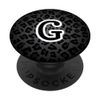 Letter G Black Cheetah Leopard Cat Animal Print Initial PopSockets Swappable PopGrip