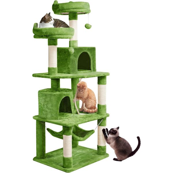 Cat Tree, 62.2In Cat Tower for Indoor Cats, Multi-Level Cat Condo with Platform
