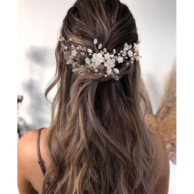 Unicra Braut Hochzeit Haar Ranke Blume Haarschmuck Silber Strass Kopfschmuck für Frauen