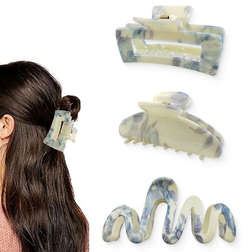Pack of 3 Women's Marble Texture Hair Clips, Large, Hair Accessories, Girls, Non-Slip Hair Clips, French Hair Clip, French Hair Pin