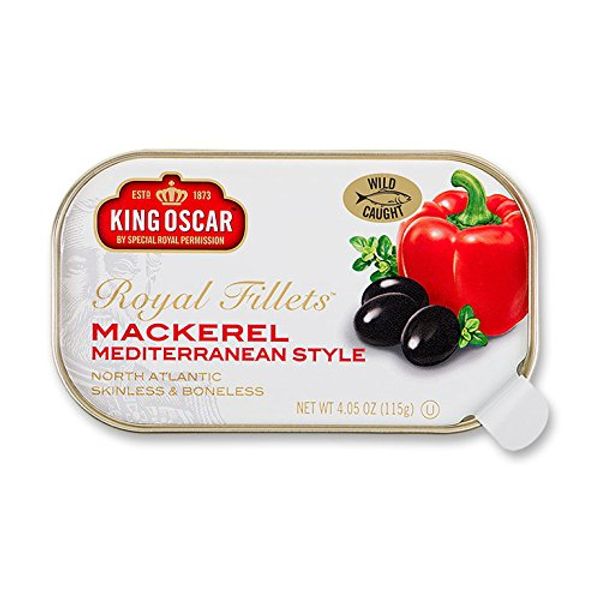 King Oscar Royal Fillets Mediterranean Style Mackerel 4 oz (Pack of 6)