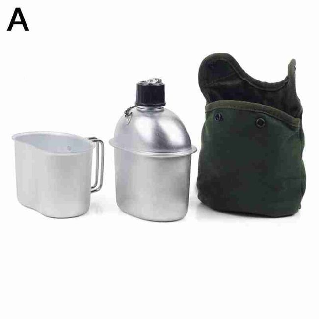 1000ml Camping Hiking Aluminum Army Green Military Canteen Water