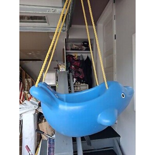 Vintage Step 2 Dolphin Baby Toddler Swing Rare Made in USA Blue Whale