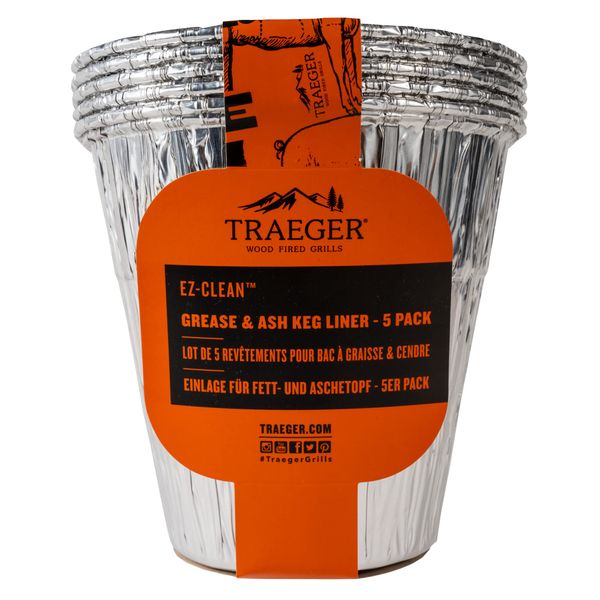 Traeger Grills BAC608 Grease & Ash Keg Liner Grill Accessory 5-Pack