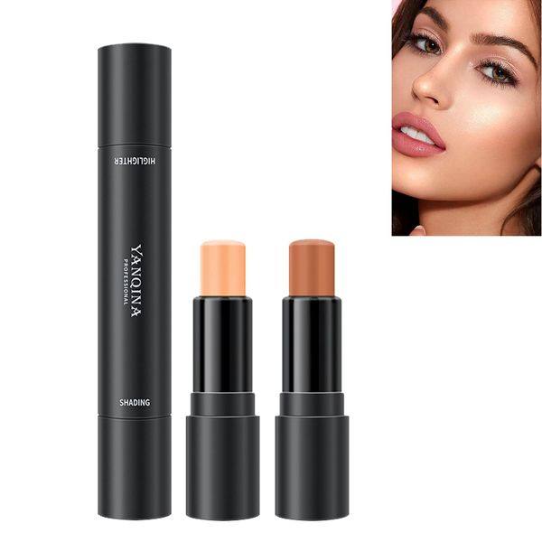 Contouring Stick, Highlighter Stift, Konturierender Highlighter-stick, Concealer Contouring Und Highlighter In Einem, 2 Colour Make Up Concealer Contouring Stift(#3 Natural color+Medium Coffee)