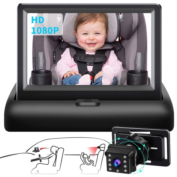 Cuplu Baby Car mirror Camera, Night Vision Baby Car Seat Mirror, 4.3 HD'' Night Vision Function Car Mirror Display, Adjustable Baby Car Camera with Wide Crystal Clear View, Perfect Night Vision…