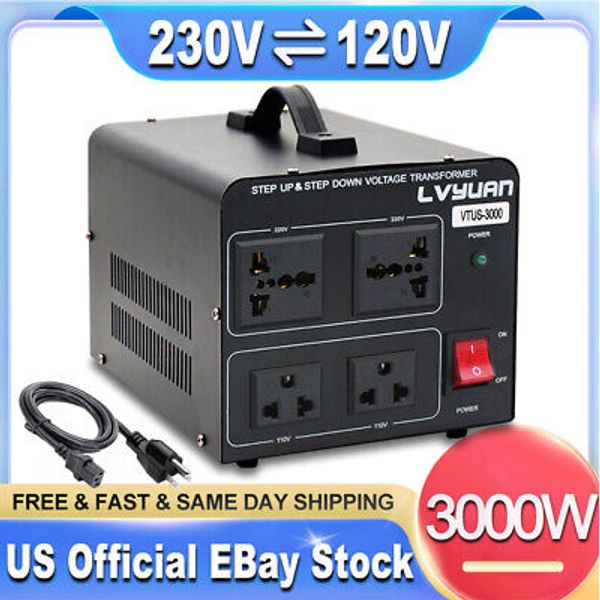 3000W 110V-220V 220V-110V Transformer Step Up Down Voltage Converter US Plug